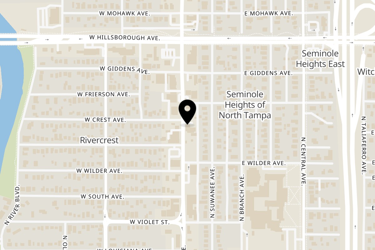 Map showing the location of Ichiban Sushi & Ramen on 5127 N Florida Ave in Tampa
